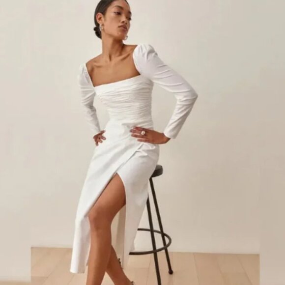 Reformation Isaac Dress in White Ivory- Size 10 - Picture 3 of 7